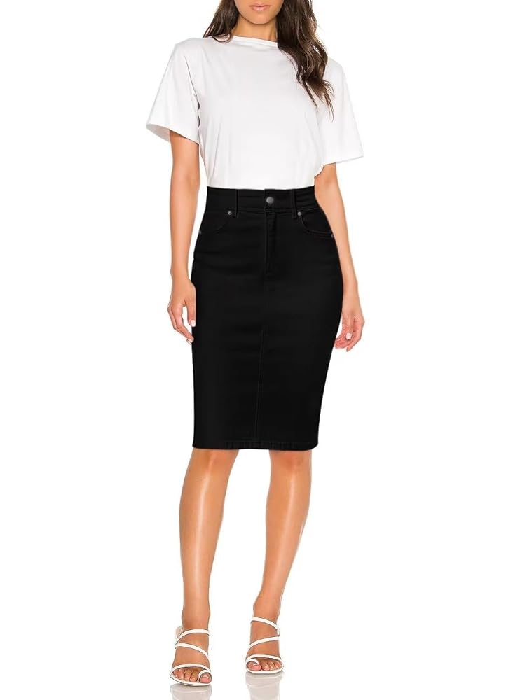 Hybrid & Company Womens Super Comfy Stretch Denim Skirt