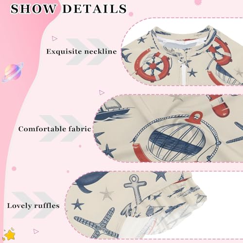 Boat Whale Girls Long Sleeve Swimsuits One Piece Zipper Bathing Suit UPF 50+ Rashguard Swimwear4