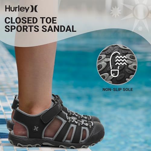 Hurley Kid's and Toddlers Water Sandals - Beach Sandals for Boys and Girls, Lightweight Durable Closed Toe with Adjustable Upper for Outdoors, Water Play and Pool Champ - Image 3