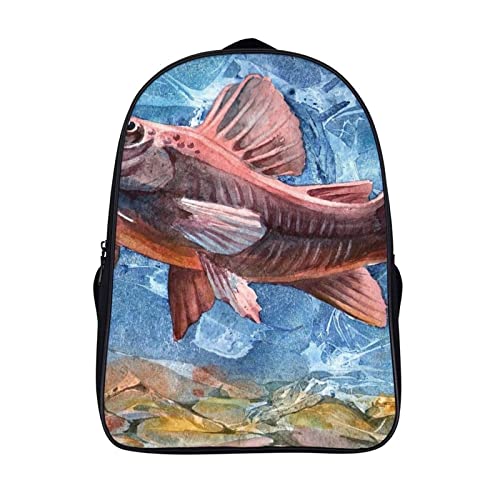 Sac à dos école poisson unisexe pour adolescent et étudiant (40x28x16cm)