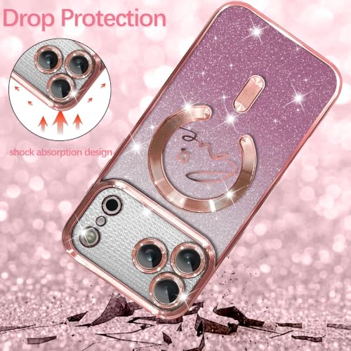 Image of ZIYE Magnetic Case Designed for iPhone 18 Pro Max Max Glitter Case -Pink