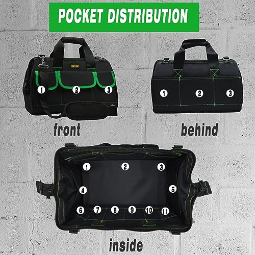 Image of FASTECH 22 Inch Tool Bag With Comfortable Shoulder Straps, Waterproof Wide Mouth Tool Kit, Tool Storage Package For Men /Women (22IN Green)