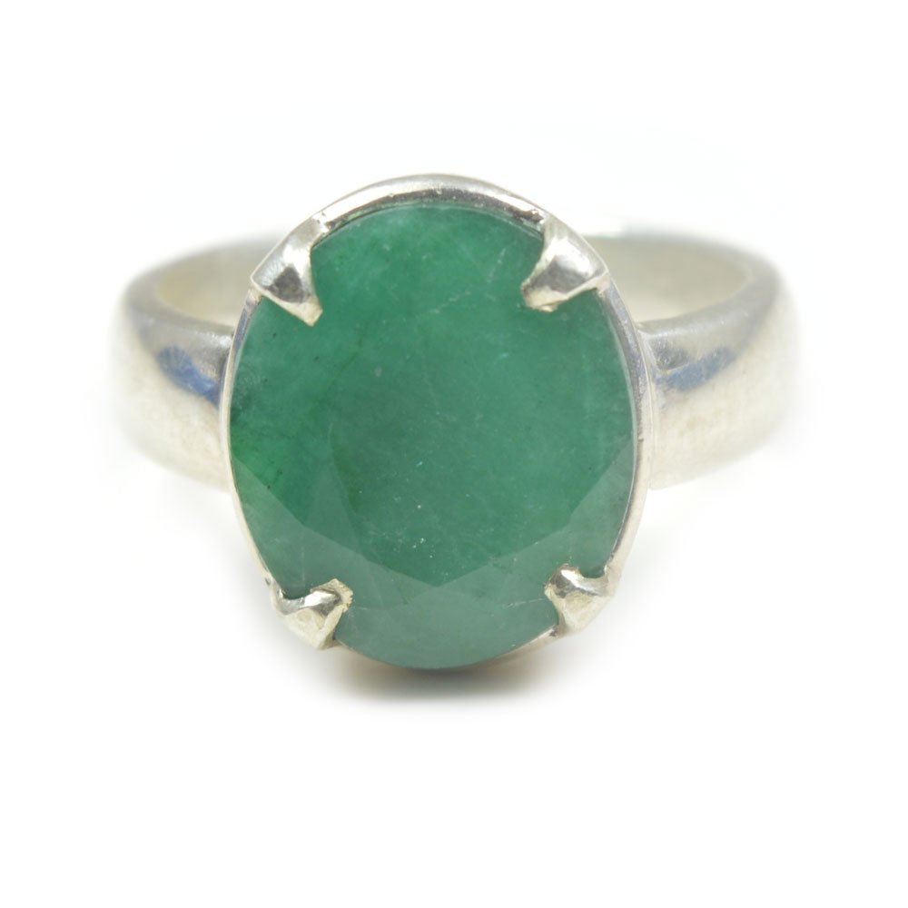 55Carat Unisex NA plata de ley talla ovalada verde esmeralda