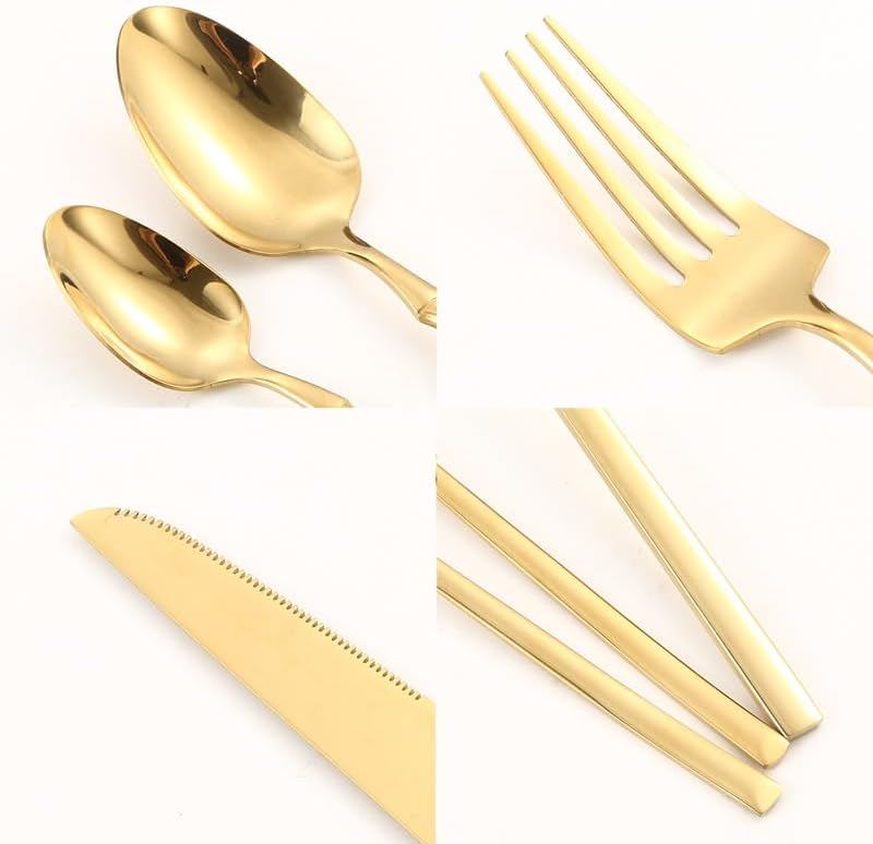 Silverware Flatware Set, 4/16/24/32 Pieces Stainless Steel Knife, Fork And Spoon Set Hotel Home Steak Knife, Fork And Spoon Tableware (Color : Silver, Size : 6Set-24Pcs)