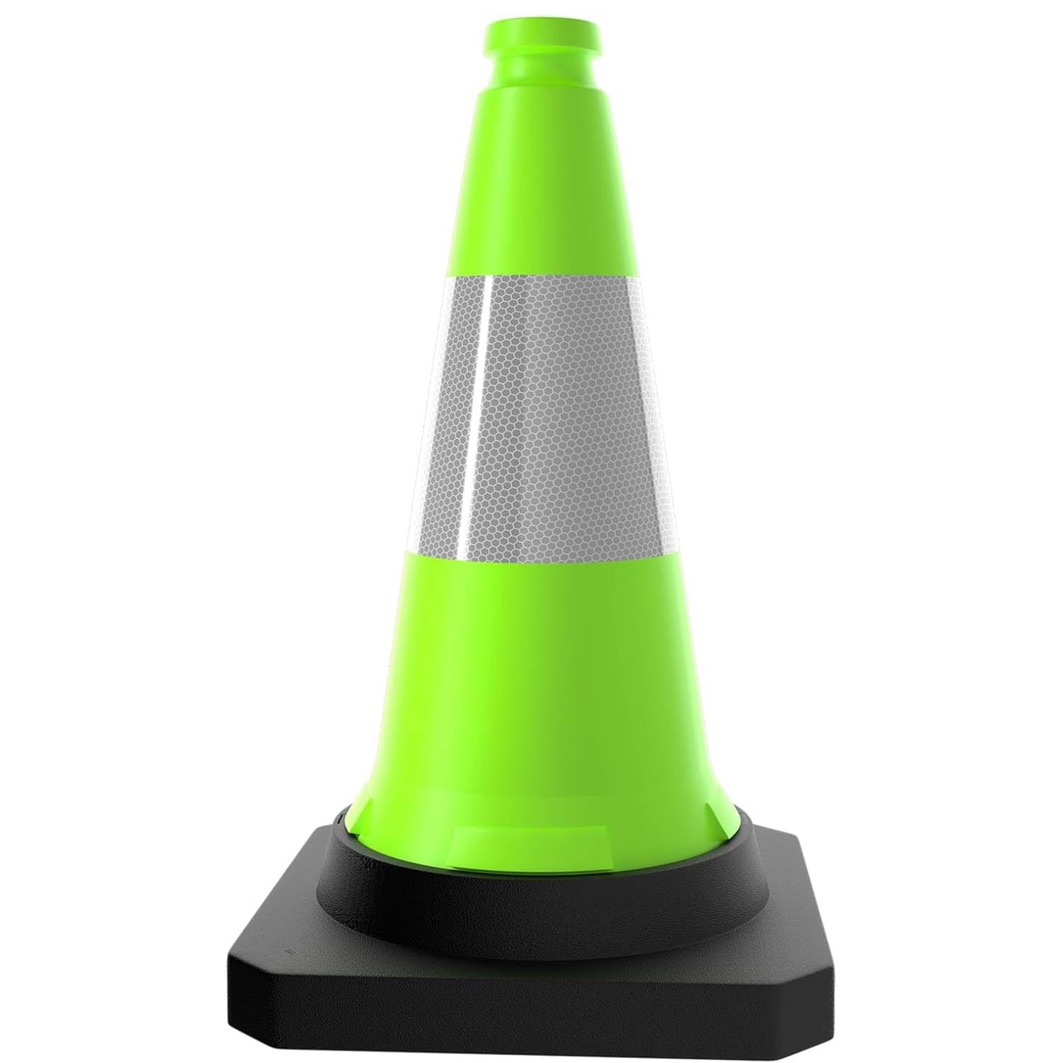 Berry Traffic Cone 500 MM | High Visibility Reflective Green Safety Cone with Black Weighted Base | Wind Resistant PE Road Cone for Driveway, Street, Parking & Construction Use - 6 Cones
