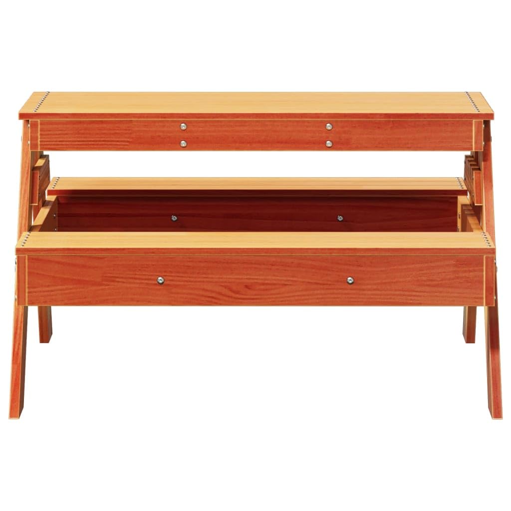 Tavolo da picnic per esterni, tavolo da picnic per bambini marrone cera 88 x 97 x 52 cm in legno massello di pino