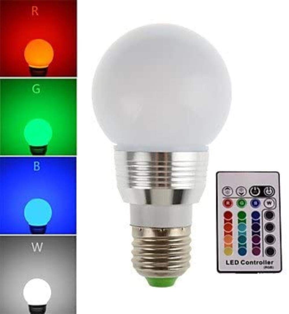 RGB Ampoule 3W E27 Télécommande lampe couleur Dimming infrarouge (5 Pack) (Color : 3W)