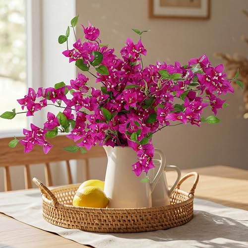 Image of Decor & More 2 PCS Artificial Flowers Bunch - Realistic Silk Bougainvillea Long Stem Artificial Flower Bunch Without Pot | Artificial Flower for Decoration | (Without Pot)