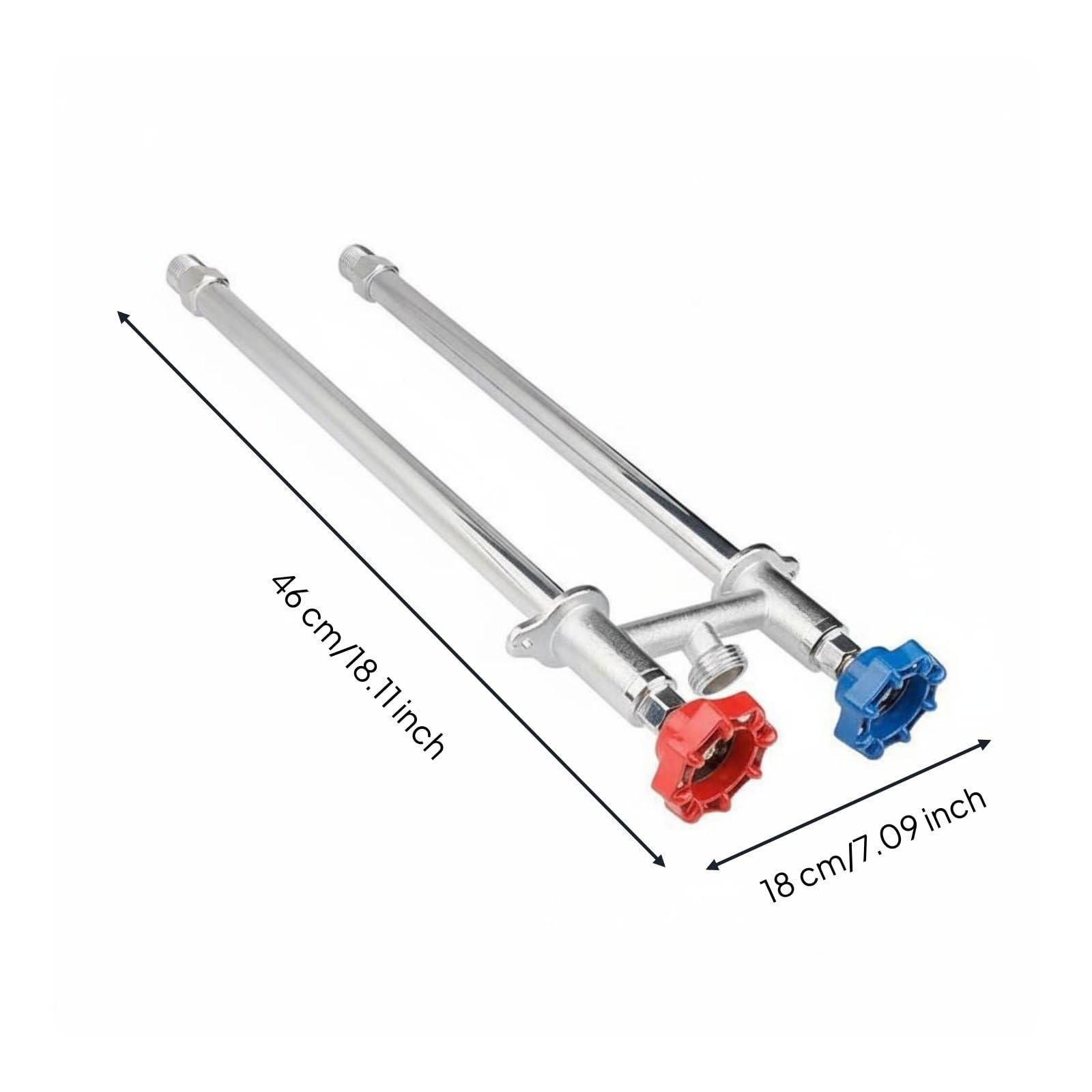 Robinet de Jardin Double Contrôle Vanne Raccord Bouchon Laiton Noyau en Céramique Commande eau Chaude et Froide Raccord GHT 3/4 Pouces Installation, Long
