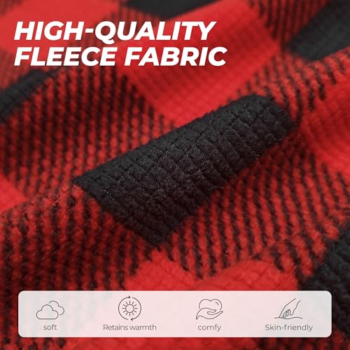 U2SKIIN Mens Fleece Plaid Pajama Pants Warm Lounge Sleep Bottoms with Pockets and Button Fly2