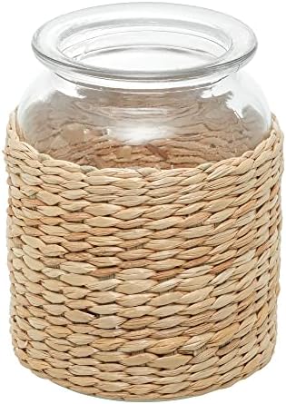 WOLFF - Vaso de Vidro e Fibra Natural 10cm x 14cm