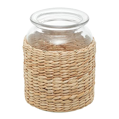 WOLFF - Vaso de Vidro e Fibra Natural 10cm x 14cm