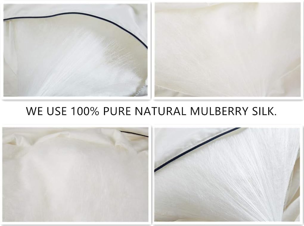 Silk Comforter King Filled with 100% Pure Mulberry Silk Allergy-Free SilkenBliss Duvet Comfortable for All Season