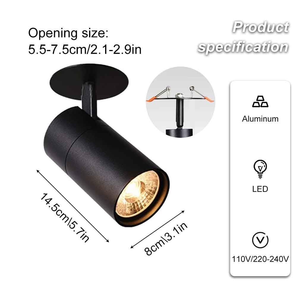 Jadssox Faretti Da Soffitto A LED Con Montaggio A Filo Orientabili, Faretti Da Incasso A Soffitto Con Rotazione A 360°, Illuminazione D'accento Direzionale For Quadri Artistici(Black-6000K,30W)