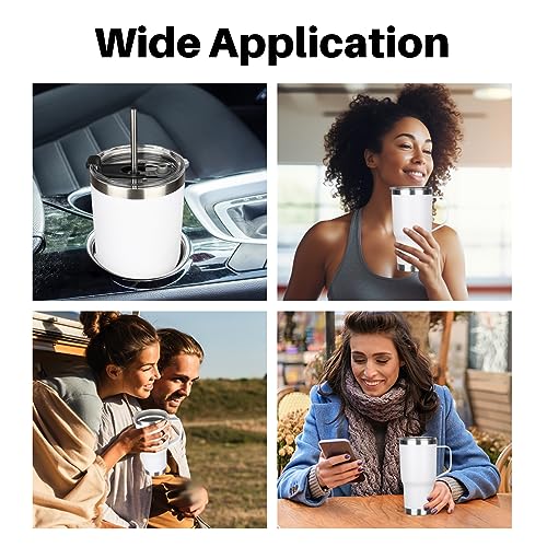 Image of 20 oz Tumbler with Handle, Stainless Steel Insulated Tumblers with Lid and Straw, Double Wall Vacuum Insulated Tumbler, Leak-proof, Insulated Travel Mug Coffee Cup for Cold and Hot (White)