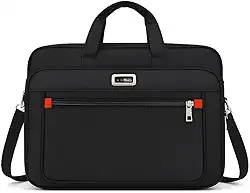 Pasta Bolsa Executiva Masculina, Nylon Preto, Múltiplos Compartimentos, Notebook até 15 polegadas, Alças Ajustáveis
