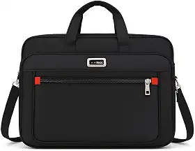 Pasta Bolsa Executiva Masculina, Nylon Preto, Múltiplos Compartimentos, Notebook até 15 polegadas, Alças Ajustáveis