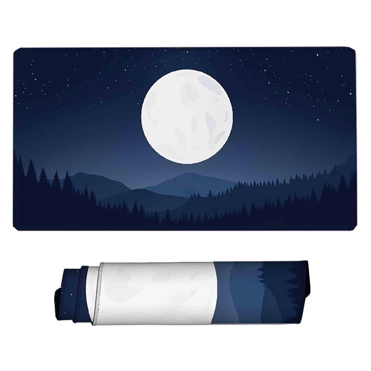 Szara podkładka pod mysz Księżyc XXL podkładka pod mysz 1000 x 500 mm ze zszytymi krawędziami i gumową podstawą antypoślizgowa podkładka pod mysz XXL do gier, laptopa, akcesoria biurowe c2403