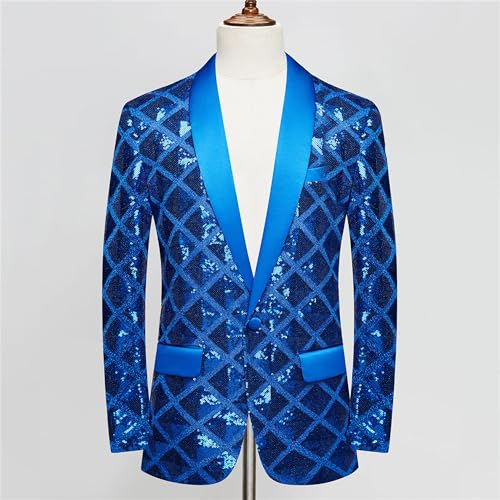 Blazer de lentejuelas brillante para hombre talla 3X-Large azul miniatura 2
