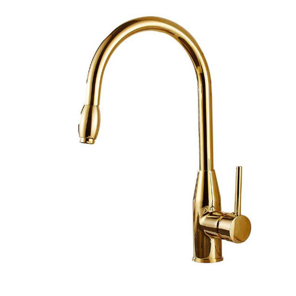 Robinet de cuisine en laiton haut de gamme avec douchette extractible rotative