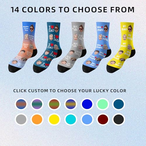 Custom Socks with FACE PHOTOS TEXT Made in USA, Personalized Funny Gifts for Birthday Christmas Wedding