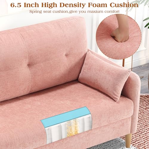 Image of Hanherry Loveseat Couch,Small Sofa for Living Room, Comfy Chenille Fabric Love Seat for Bedroom with Throw Pillow,Removable Cushion Cover,Couches for Small Space,Apartment,Dorm