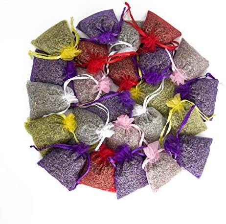 24 Small Mix Color Sachets Craft Bag with Dried French Lavender Flower Buds - Lavender Sachets for Drawers and Dressers