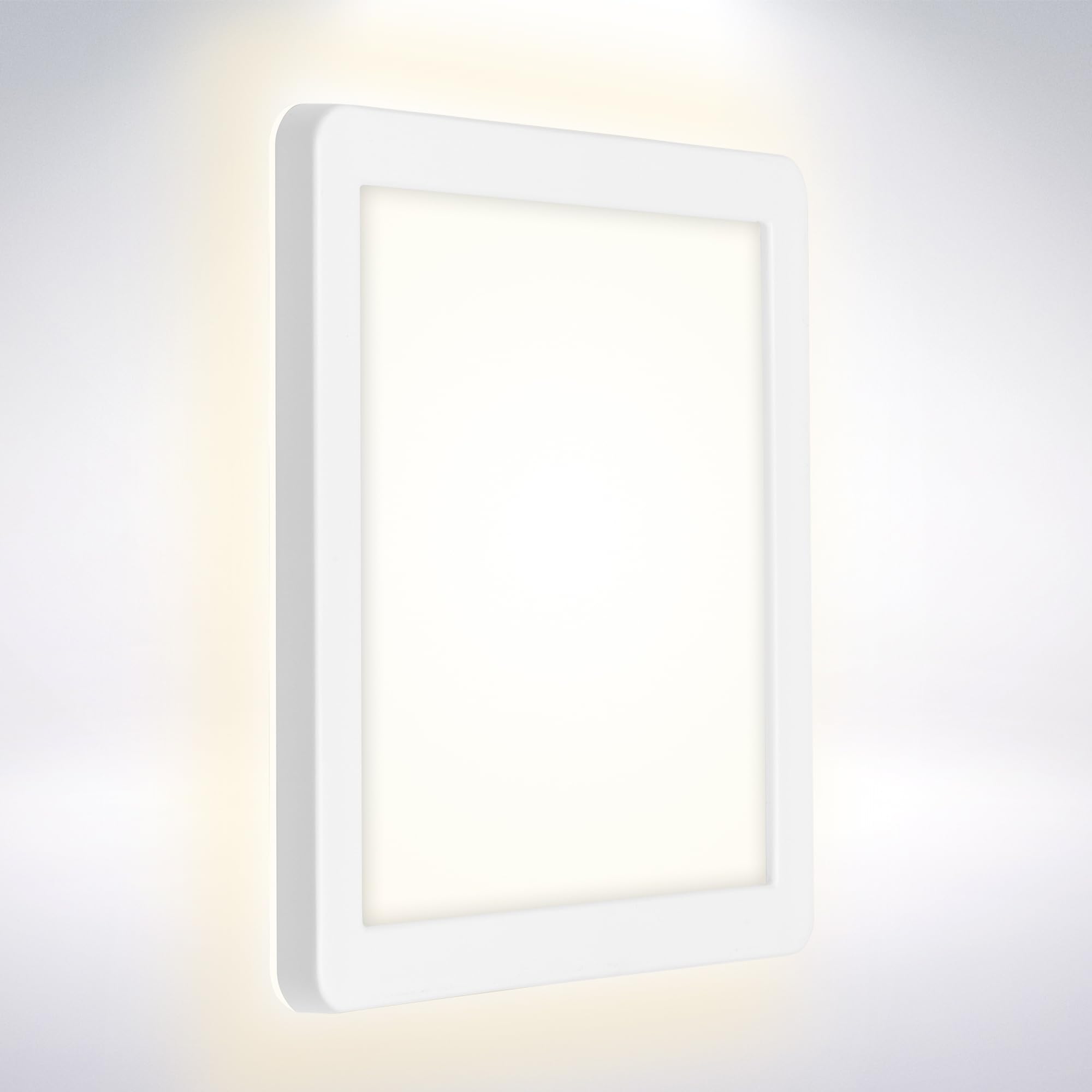 Briloner Leuchten - LED Outdoor Wall Light with Backlight Effect, Outdoor Ceiling Light, Bathroom Lamp 8 Watt, 1,200 Lumen, 4,000 Kelvin, White, Square, 190 x 190 x 28 mm (L x W x H)