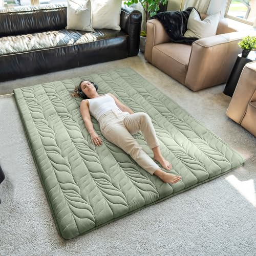 ZonLi Japanese Floor Mattress Futon Mattress Twin Size, Thicken Roll Up Tatami Mat 100% Cotton Washable Cover, Portable & Foldable Floor Bed Mattress