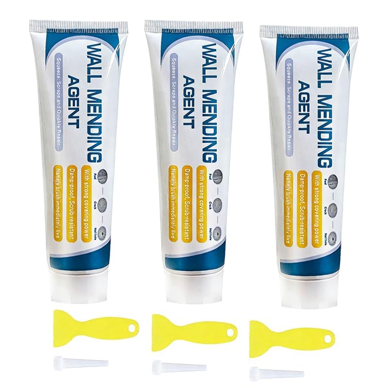 Drywall Patch Repair Kit: Wall Mending Agent for Holes & Cracks - Wall Repair Paste for Nail Holes, Dents & Small Damage-3pcs