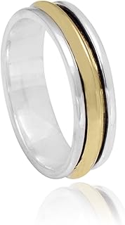 Veracity Jewelry Spinner Rings For Women/Unisex/Men/Girls - 925 Sterling Silver Rings - Hammered Anxiety/Meditation Fidget Texture Handmade Rings - Multi Spins Thumb Worry/Healing Rings - VSR-70