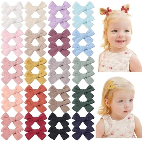 jollybows Mini Lined Hair Clips Bows for Babies, Infants, Toddlers, Girls and Teens - 40pcs 2" Tiny Barrettes Cover