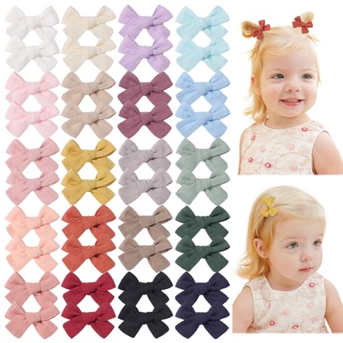 jollybows Mini Lined Hair Clips Bows for Babies, Infants, Toddlers, Girls and Teens - 40pcs 2" Tiny Barrettes