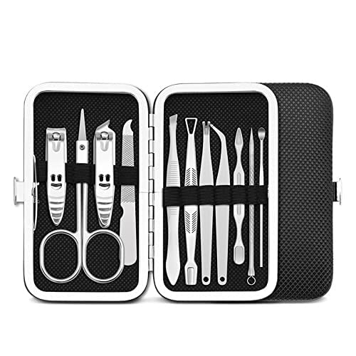 SYGA Manicure Set Manicure kit for women Pedicure kit 11 in 1 Nail Scissors with Black Leather Travel Case, Black-image-37