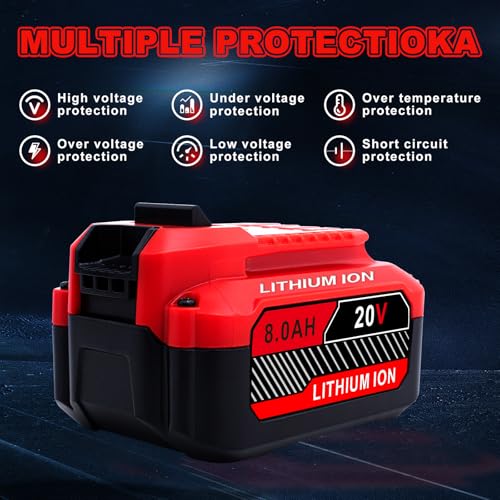 Image of Upgrade 2-Pack 20V 8.0Ah Replacement for Craftsman 20V Battery V20 Lithium ion Batteries Compatible with CMCB205 CMCB204 CMCB206 CMCB202 CMCB201 20V Cordless Power Tools