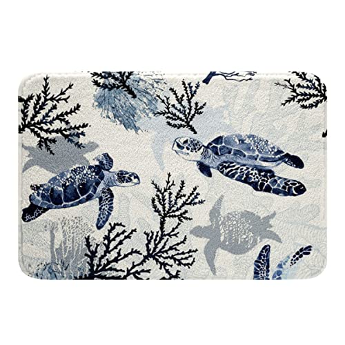 Tapis de bain tortue de mer, antidérapant, tapis de plage pour chambre à coucher, tapis d'entrée, tapis nautique, décoration de salle de bain, motif tortue de reptile, 50,8 x 76,2 cm Cover