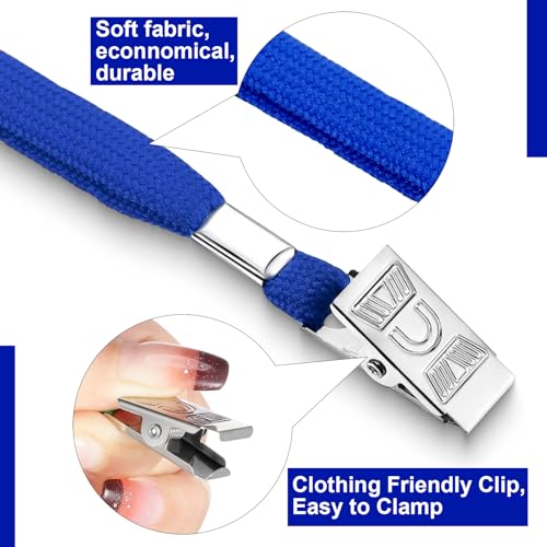 Image of Marspark 200 Sets 4 inchx3 inch Name Badge Holder with Lanyard Bulk, Blue | Waterproof Reusable Plastic with Clip, ID Badges Business School Conference Use, Lanyard Strap for Employees Students Events