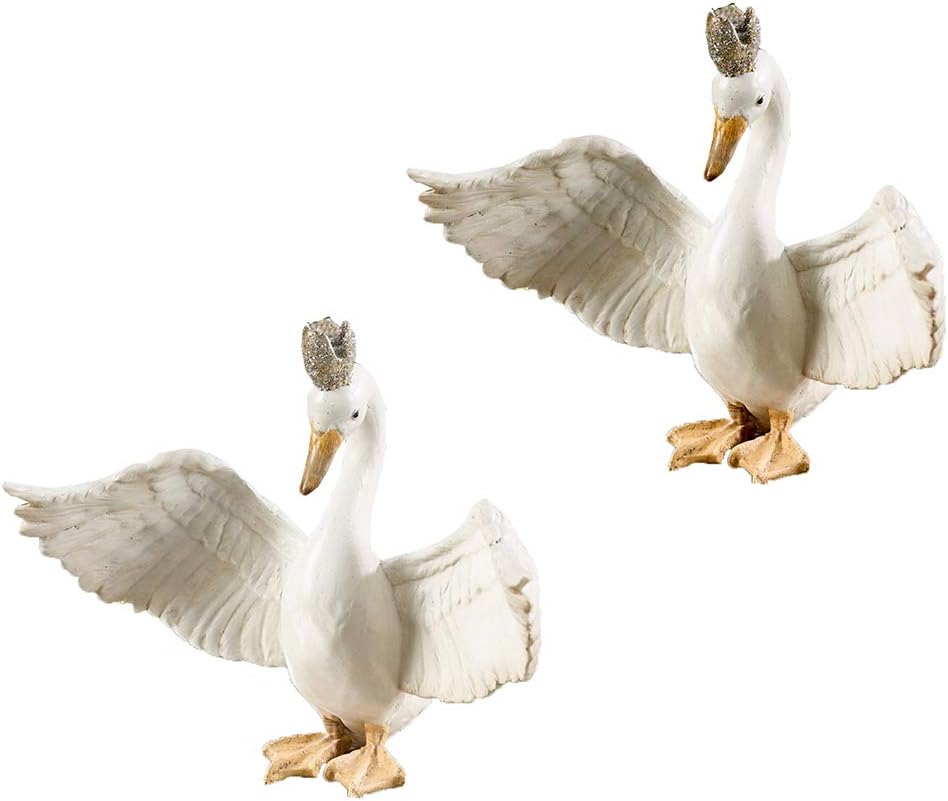 Fennco Styles Swan with Crown Christmas Holiday Decorative Figurine Statue (2 Pack)
