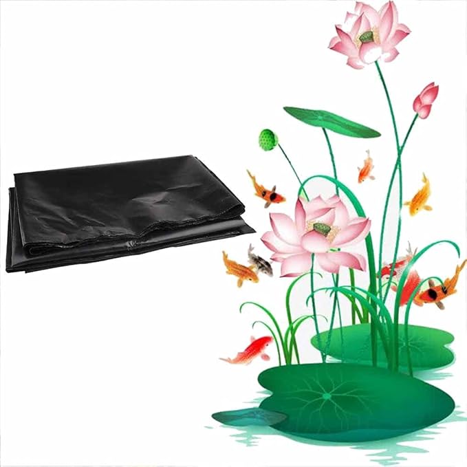 Image hubzclbl Large Fish Pond Liner, Heavy Duty Fish Pond Preformed Liners Garden Protection Underlay Cuttable Anti-aging Tarpaulin, 0.35Mm Thick (Color : Black, Size : 3mx2m) (Black 8x10 m)