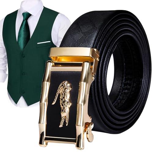 Barry.Wang Ratchet Belt for Men Buckle V-Neck Set 1 3/8
