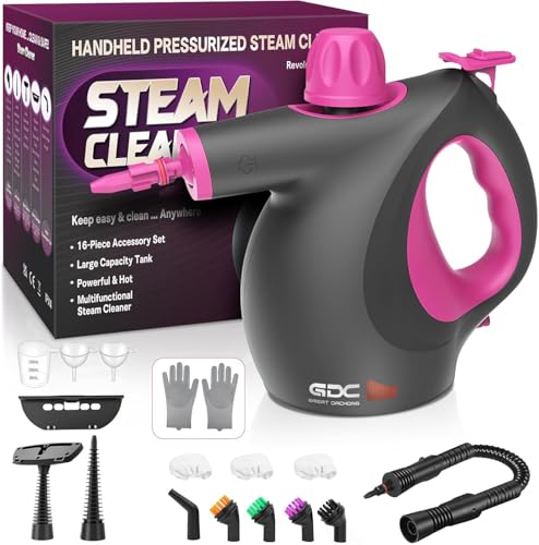 Handheld Steam Cleaner for Home, Pressurized Steamer with 16 Accessories, Chemical-Free & Portable...