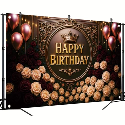 Fondo fotográfico cumpleaños coronas rosas rojo 71x43 pulg miniatura 3