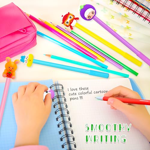 30 bolígrafos de gel negro con diseños kawaii y estuche miniatura 6
