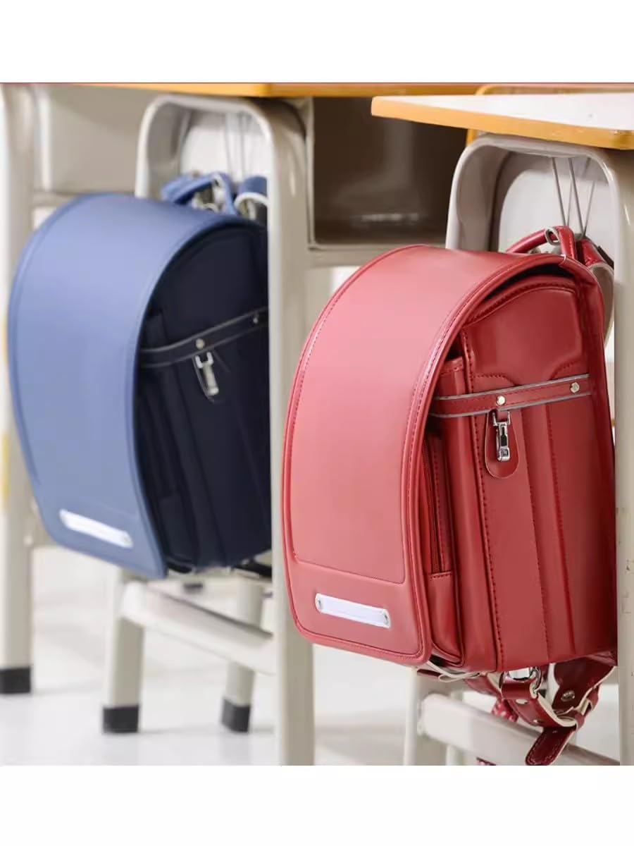 Simplicity Schulranzen aus PU-Leder im japanischen Box-Stil, automatischer Verschluss, Leichter Bücherrucksack für Mädchen und Jungen (#11 33 x 24 x 15 cm)
