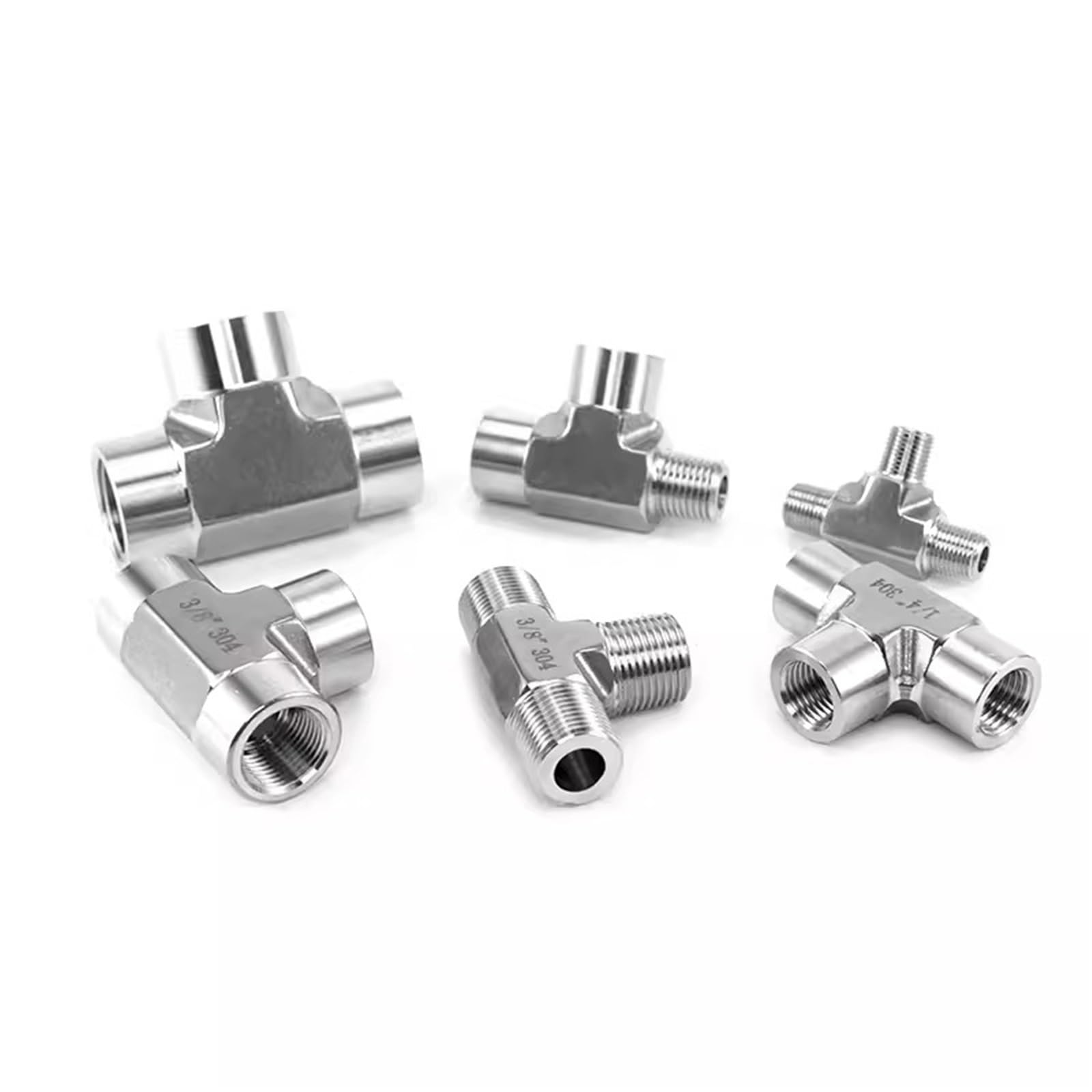 Raccordo a T filettato maschio BSPP NPT femmina a 3 vie in acciaio inox 304 316 ad alta pressione (316 BSPT1I4 maschio)