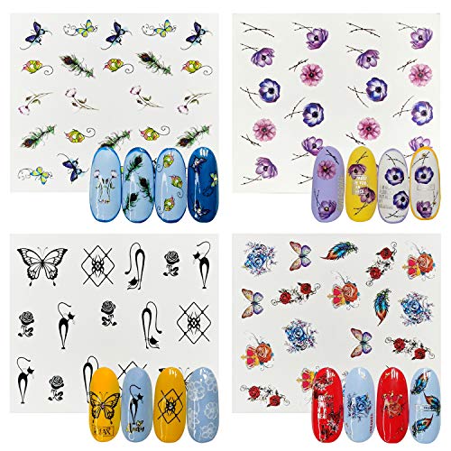 PHOGARY 60 Sheets Flower Nail Decals (Wasserrutsche Nagelaufkleber) für Frauen Mädchen Gel Nails Art Design - Flower… – Bild 4