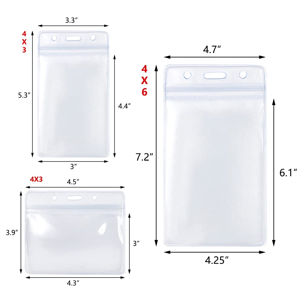 GOGO Set of 50 Clear Plastic Name Tag Badge Id Card Holders Large Heavy Duty Waterproof 3" X 4" / 4" X 6"-4 x 3 horizontal-50 Packs - Image 3