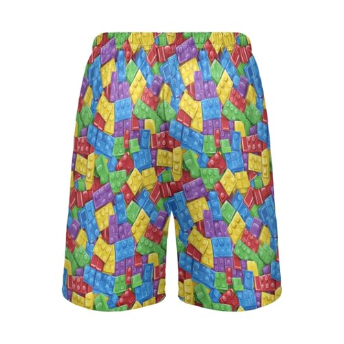Men's Pajama Bottoms, Building Blocks Sleep Pajamas Shorts Sleepwear Colorful Lounge Short Pants Pjs2