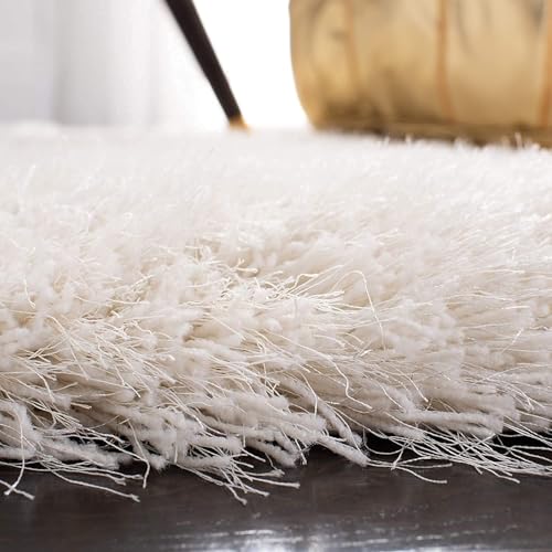 Image of Plush Shag Area Rug for Living Room, 244 cm x 305 cm, Brown (Ivory MANDIR, 5X5 FEET)