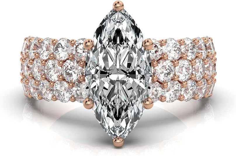 1–5 Ct Marquise Cut Moissanite Engagement Ring | Colorless VVS1 | 10K 14K 18K Solid Gold & 925 Sterling Silver | Hidden Halo Ring | Valentine Gift for Women